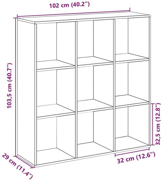vidaXL Raumteiler-Bücherregal Grau Sonoma 102x29x103,5 cm 858044 Bild 11