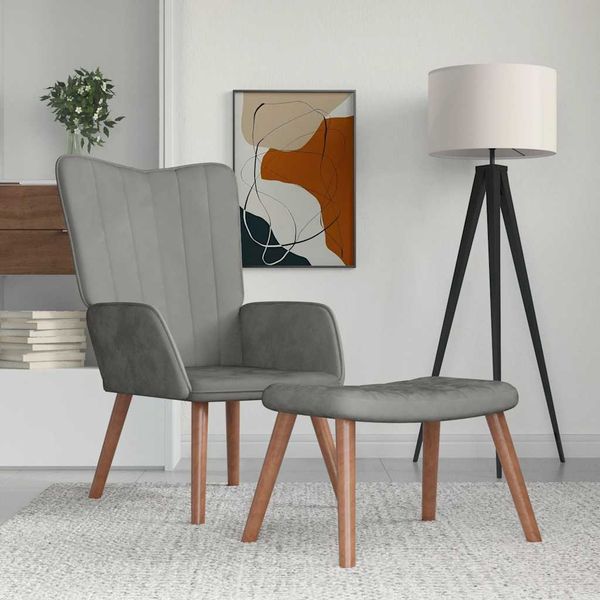 vidaXL Relaxsessel mit Hocker Hellgrau Samt [327666]