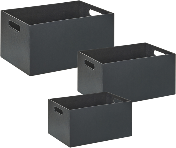 Aufbewahrungskorb Kunstleder graphitgrau 3er Set LARSA