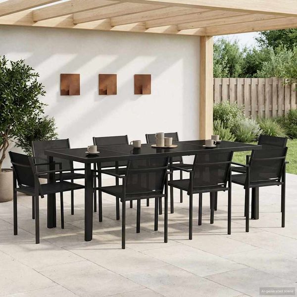 vidaXL Gartenmöbel Set 9 pcs Schwarz und Anthrazit Textilene 3422884