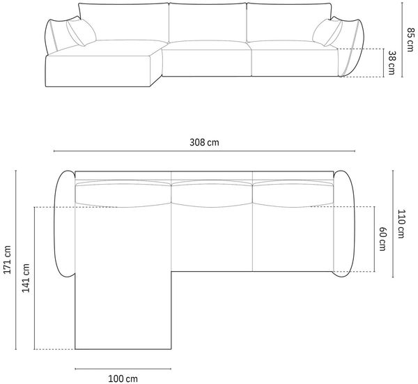 Micadoni Ecksofa Kaelle 4-Sitzer Links Chenille Over The Horizon Dunkelgrau Bild 5