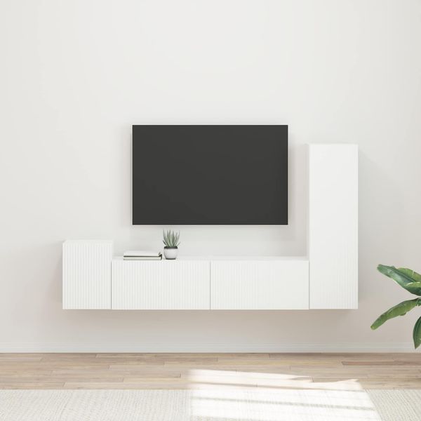 vidaXL TV-Schrankset Wandmontiert 4 pcs Weiß Holzwerkstoff 3408997
