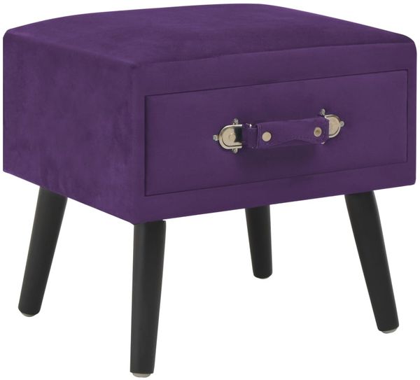 Nachttisch, Beistelltisch Dunkellila 40x35x40 Samt
