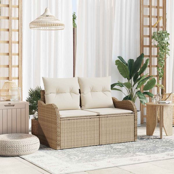 vidaXL Gartensofa mit Kissen Beige 121 x 62 x 69cm Poly-Rattan 42006716