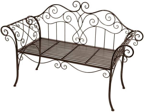 Gartenbank SELENE Metallbank 2-sitzig mit Armlehne, dunkelbraun