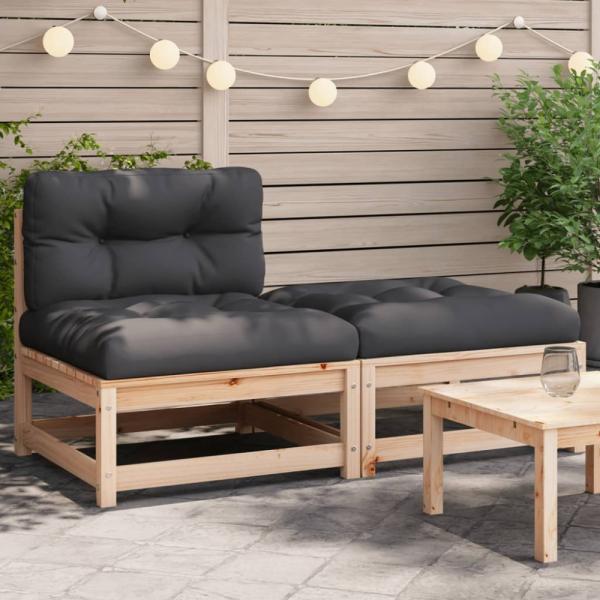 vidaXL Gartensofa ohne Armlehnen mit Kissen und Hocker 838125