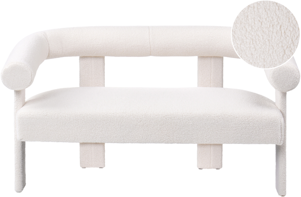Sofa 2-Sitzer ILBRO Bouclé Cremeweiß