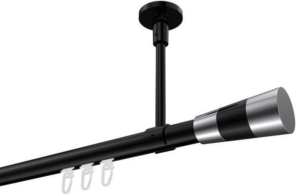 Innenlauf-Gardinenstangen-Set Sonette Tanara 100 cm, 1-läufig, 20 mm Ø Schwarz