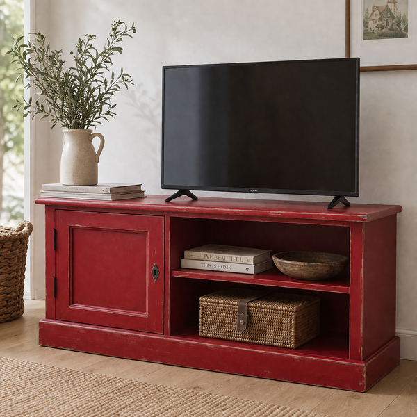 Rotes TV Lowboard Shabby Chic