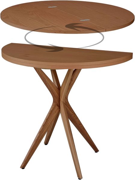 Ragaba kleiner halbrunder Esstisch, Esche & MDF Eschenholzfurnier, 90x45 cm, Eichenbeize