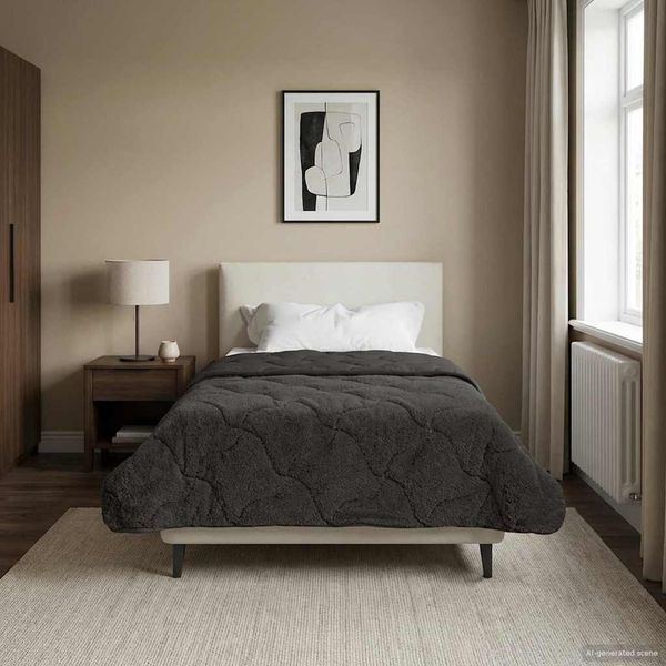 vidaXL Ganzjahresbettdecke Gepolstert Anthrazit 140 x 220 cm 42026235