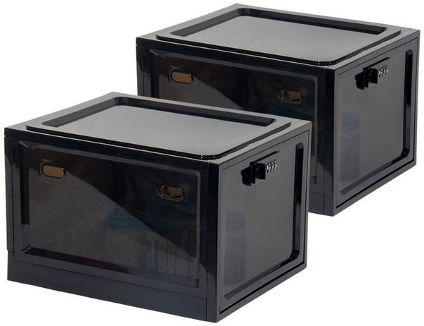 Zedelmaier Aufbewahrungsbox Aufbewahrungsbox abschließbar, faltbar für Medikamente und mehr (2 St, STOS1), stapelbar, für Handys, Süßigkeiten, Snack, Persönlicher Safe