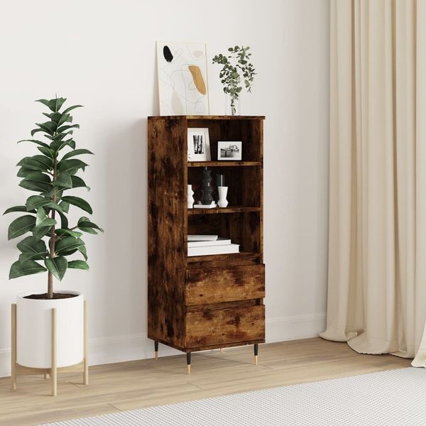 vidaXL Highboard Räuchereiche 40x36x110 cm Holzwerkstoff 831505