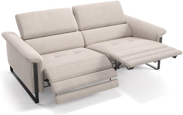 Sofanella 2-Sitzer Palma Funktionssofa Stoff Couch in Creme