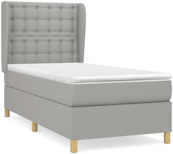 Boxspringbett mit Matratze Stoff Hellgrau 90x190 cm, Härtegrad: H2 [3128805] Bild 7