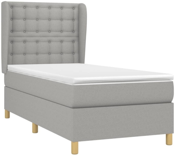 Boxspringbett mit Matratze Stoff Hellgrau 90x190 cm, Härtegrad: H2 [3128805] Bild 4
