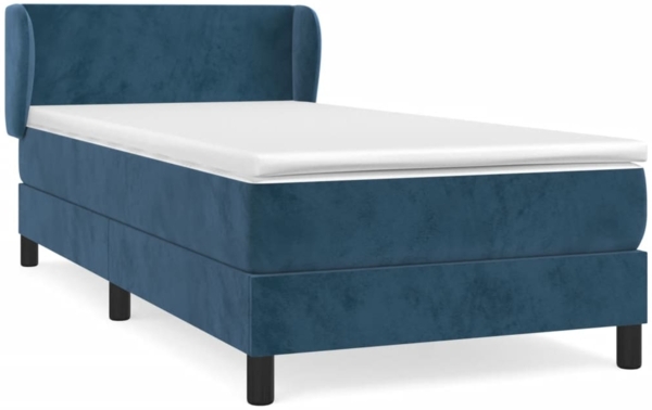 Einzelbett, Polsterbett mit Matratze Samt Dunkelblau 100x200 cm