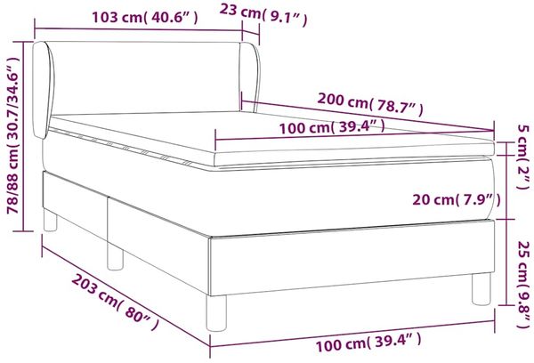 Einzelbett, Polsterbett mit Matratze Samt Dunkelblau 100x200 cm Bild 8
