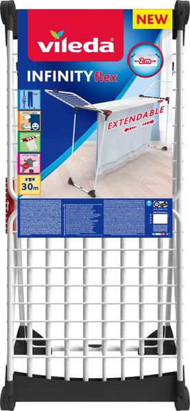 Vileda Wäschetrockner Wäscheständer Wäscheleine Infinity Flex ausziehbar 30m