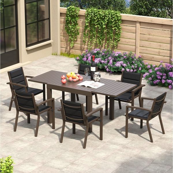 HOMALL Gartentisch Balkontisch, Aluminium Ausziehtisch für 6-10 Personen, bis 120kg (Ausziehbarer Tisch aus Aluminium, erhältlich in den Größen 80/160 cm und 130/260 cm), Wasserfestes, rostfreies und wetterbeständiges Aluminiumtisch