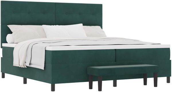vidaXL Boxspringbett mit Matratze Dunkelgrün 200 x 200 cm Samt 3344537