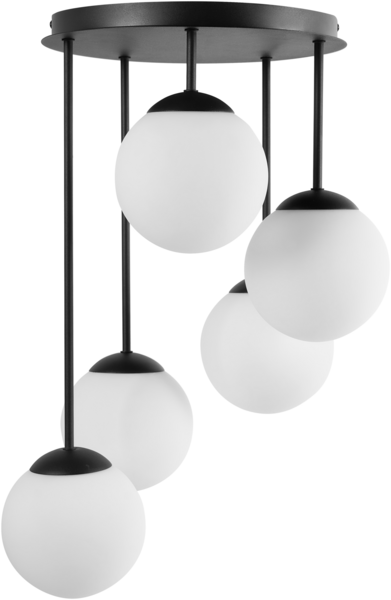 Hängeleuchte 5-flammig RIANA Glas Schwarz