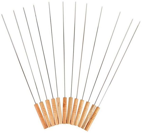 BURI BBQ Grillspieße 12er-Set 48cm Schaschlikspieße Fleischspieße Schaschlik Spieße
