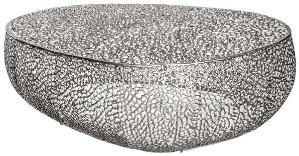 riess-ambiente Couchtisch LEAF 130cm silber - Metall-Aluminium-Legierung, Handarbeit, kunstvoll, Hochwertiges Statement-Piece - ideal für Wohnzimmer, Couch- & TV-Ecke