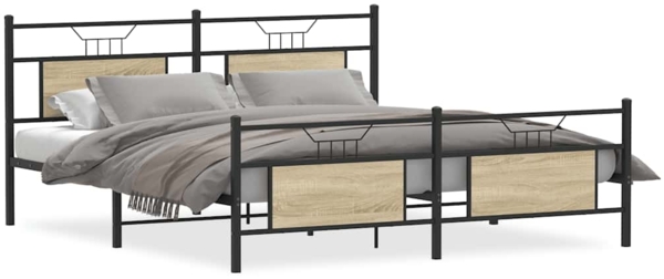 vidaXL Metallbett ohne Matratze Sonoma-Eiche 160x200 cm 3325097