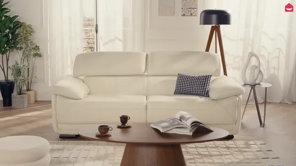 Vente-unique - Ledersofa 3-Sitzer - Schwarz - MACELO