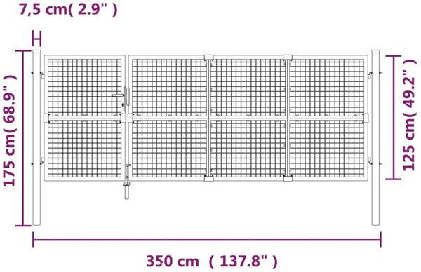 vidaXL Maschen-Gartentor Grün 350x125 cm Verzinkter Stahl 154534 Bild 7