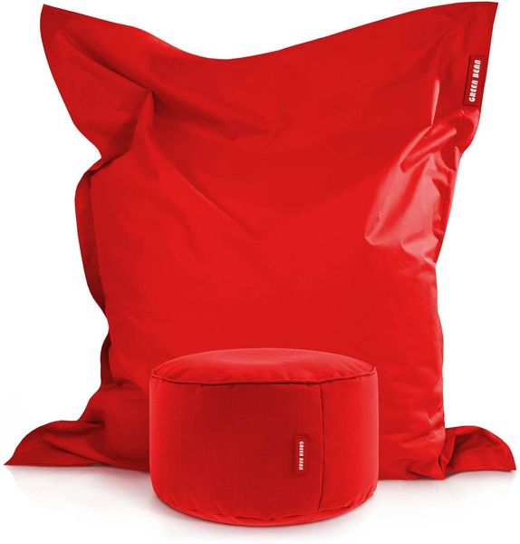 Green Bean® 2er Set XXL Sitzsack "Square+Stay" inkl. Poufmit mit EPS-Perlen - Riesensitzsack 140x180 Liege-Kissen Bean-Bag Chair - Rot