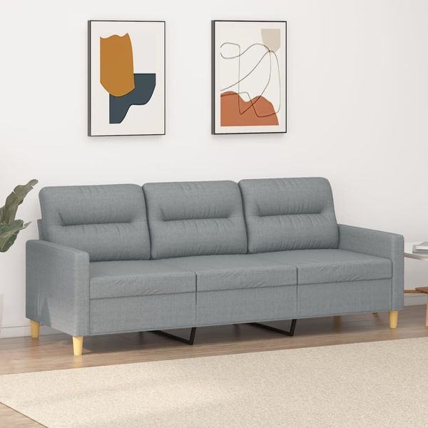 vidaXL 3-Sitzer-Sofa Braun 180 cm Stoff, Hellgrau, 198x80 cm