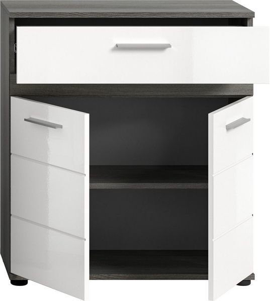 welltime Midischrank Lucca, Höhe 79 cm, 2 Türen, 1 Schubkasten, 1 Einlegeboden Badschrank, Bad-Möbel, Badezimmer Bild 4
