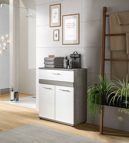 welltime Midischrank Lucca, Höhe 79 cm, 2 Türen, 1 Schubkasten, 1 Einlegeboden Badschrank, Bad-Möbel, Badezimmer Bild 2