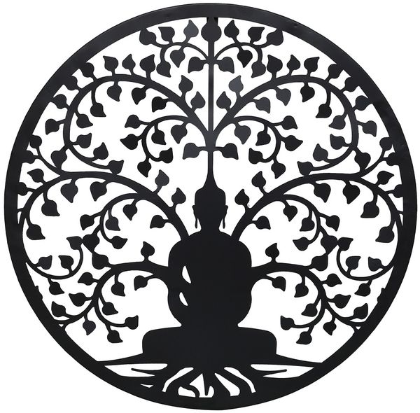 XXL Buddha Lebensbaum aus Metall Wanddeko Dekoration Wandbild Wandschmuck