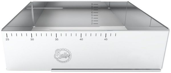 Sallys Backrahmen Hochwertiger verstellbare Backform V2, Edelstahl, 24×19 bis 32×46 cm, (extra Hoch, 1 tlg, Mit Innen- & Außenskalierung, präzises Backen, pflegeleicht), eckig, Edelstahl, rostfrei