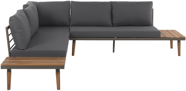 Ecksofa Lounge Set CORATO Akazienholz Grau Bild 5
