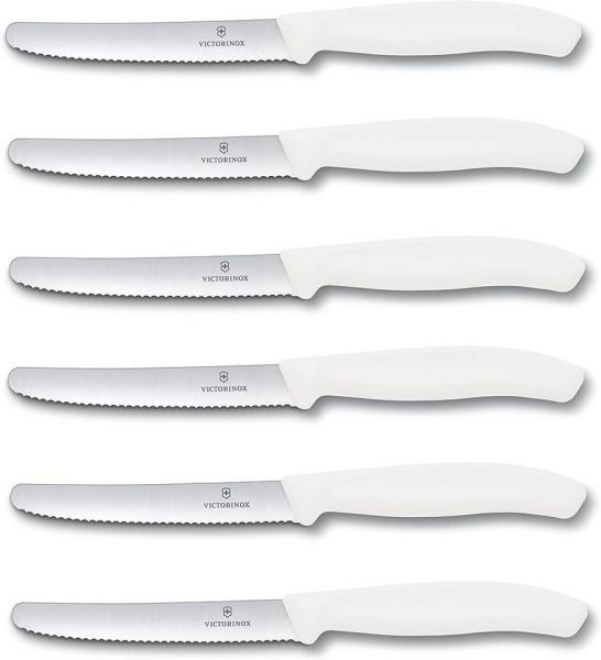 Victorinox | Tafelmesser Set | Swiss Classic Weiß | 6-teilig | optimaler Wellenschliff | spülmaschinengeeignet | ergonomische Griffe | langlebige Klingen für müheloses Schneiden sämtlicher Speisen