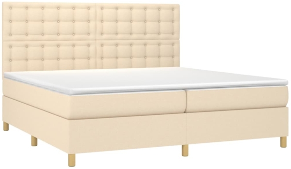 vidaXL Boxspringbett mit Matratze & LED Creme 200x200 cm Stoff, Härtegrad: H2 [3135786] Bild 2