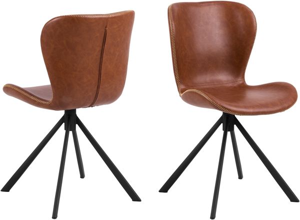 Drehstuhl >Batilda -A1< in cognac, Polyurethan, Stahl - 46,5x81x53cm (BxHxT)