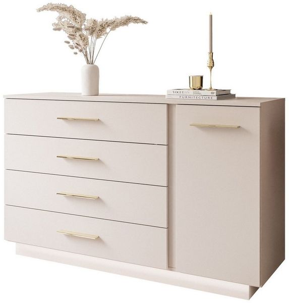 Lookway Kommode LINA KASCHMIR II 1D4S mit LED Beleuchtung, Breite 138 cm