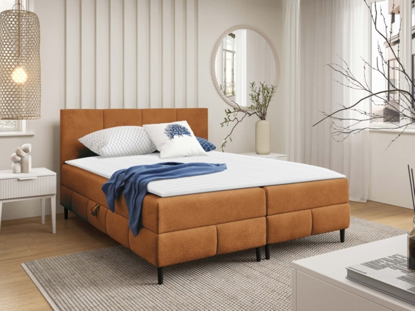 Boxspringbett Briheg 2 (Farbe: Coral 35, Größe: 140 x 200)