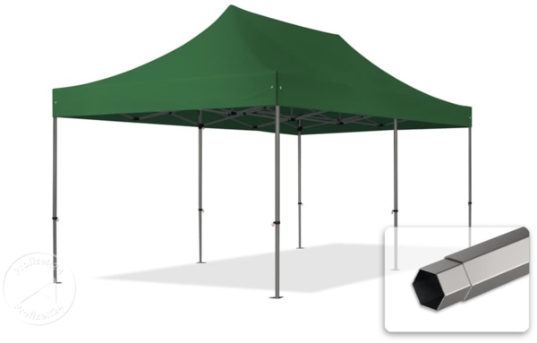 3x6 m Faltpavillon, PREMIUM Stahl 40mm, dunkelgrün