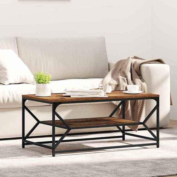 vidaXL Couchtisch Altholz 90 x 50 x 40 cm Ingenieure Holz und Stahl 868235