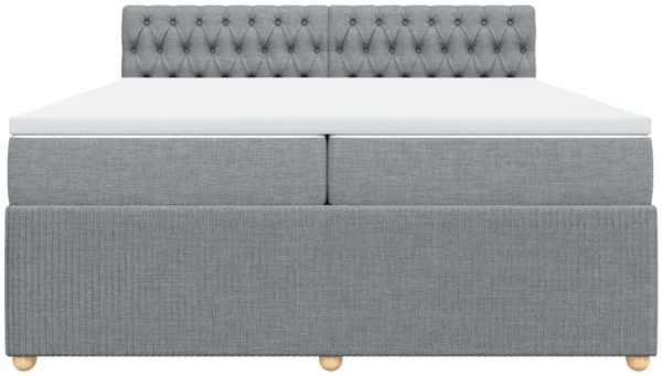 vidaXL Boxspringbett mit Matratze Hellgrau 200x200 cm Stoff 3287570 Bild 3