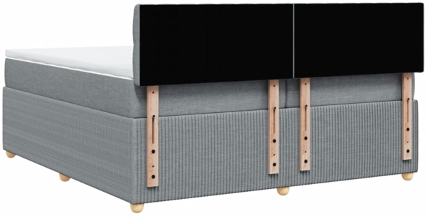 vidaXL Boxspringbett mit Matratze Hellgrau 200x200 cm Stoff 3287570 Bild 5