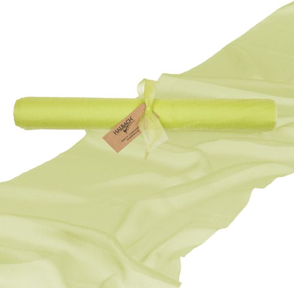 Halbach Seidenbänder Premium Chiffon Tischläufer | Breite: 28 cm Länge: 3 m | Tischläufer modern für Tischdeko Esstisch | Farbe: hellgrün