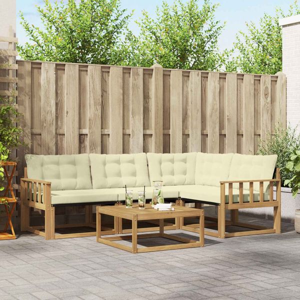 vidaXL Outdoor-Sofagarnitur 5 pcs Weiß und Creme 79 x 79 x 37 cm 3388656