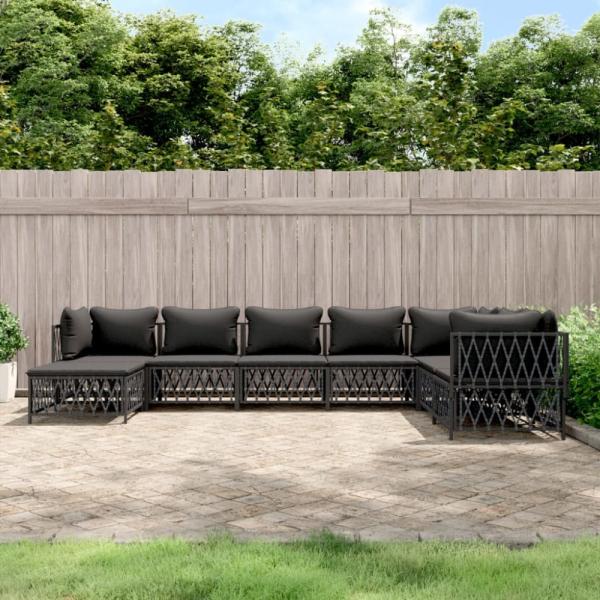 vidaXL 8-tlg. Garten-Lounge-Set mit Kissen Anthrazit Stahl 3186913